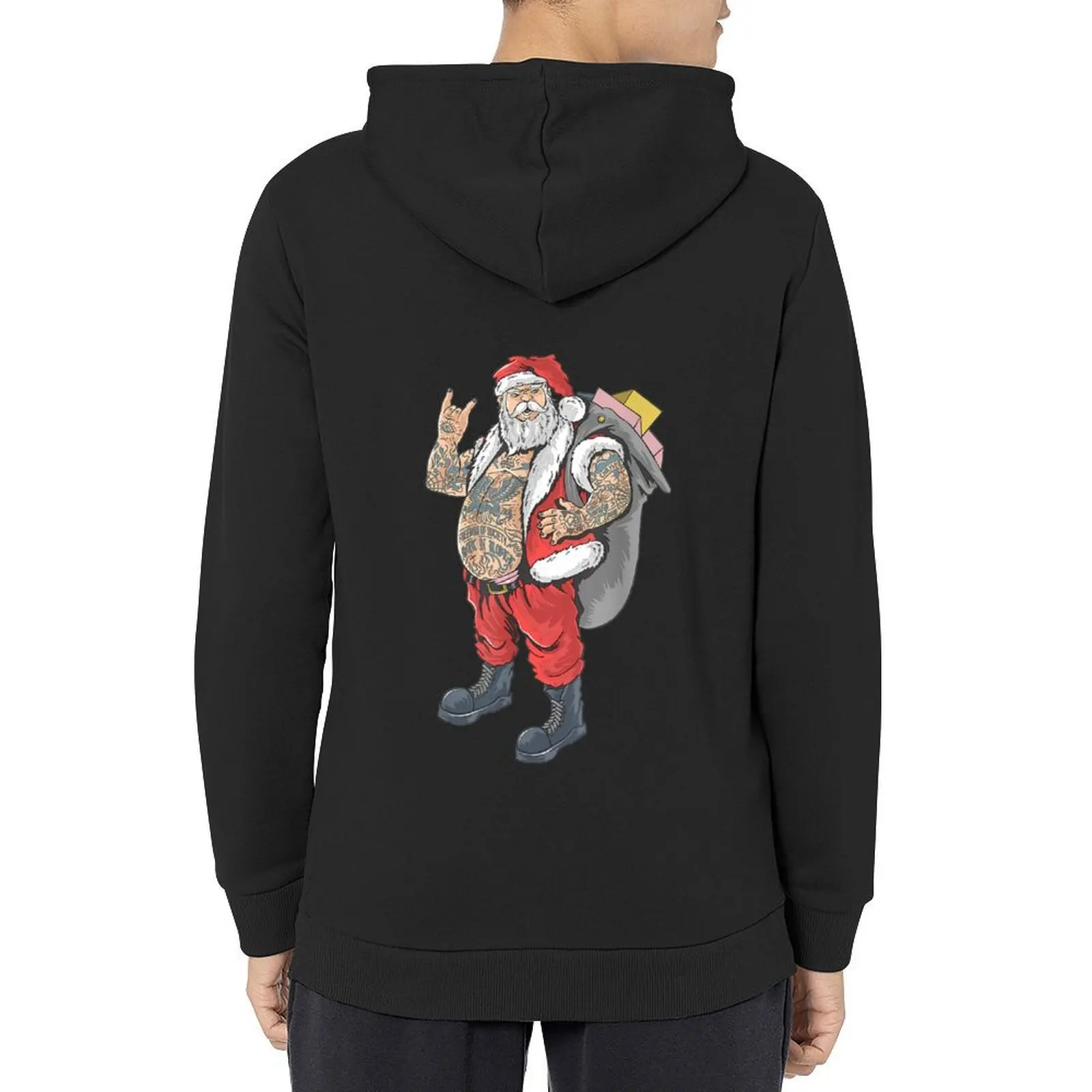 

Christmas in July Rock and Roll Santa with Tattoos Hoodie korean clothes men's coat tracksuits