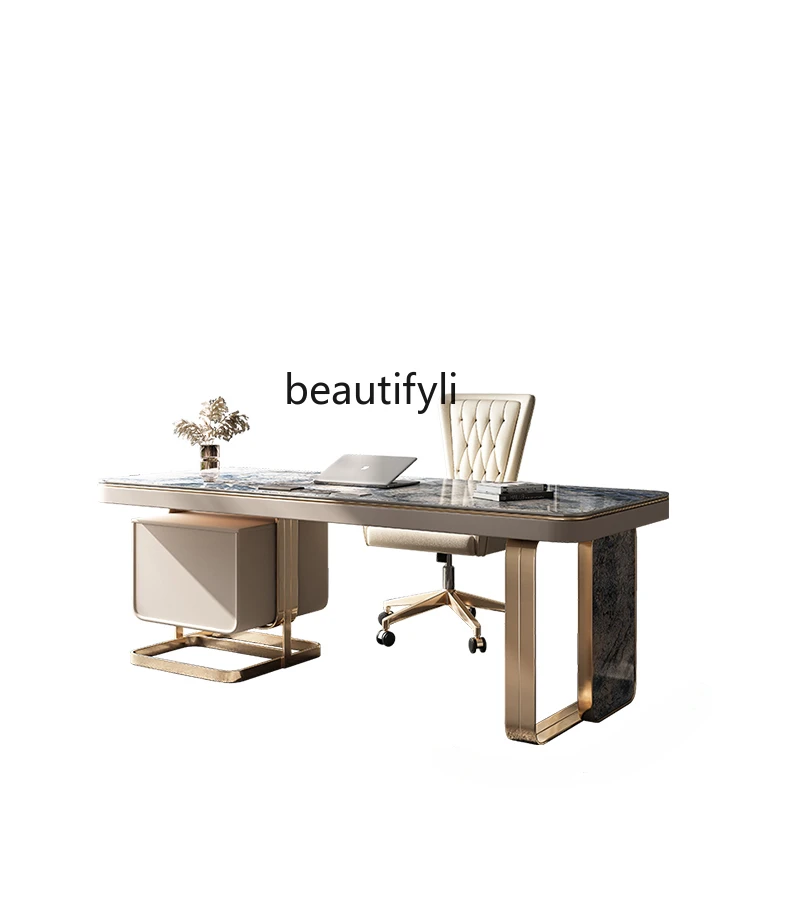 Italiano Minimalista Stone Desk, Casa Moderna Simples e Leve, Luxo Computer Desk, High-End Placa De Pedra