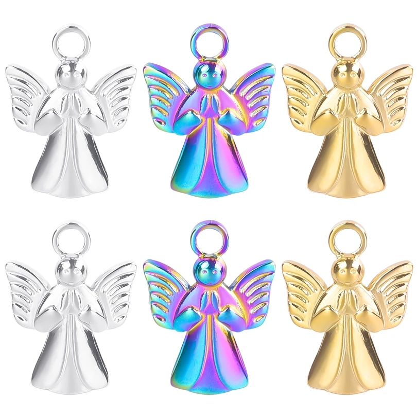 5 Stück Engel Bunte Serie Verschiedene Form Niedlicher Anhänger Halskette Zubehör Metall Charms Edelstahl Herstellung von Schmuck Groß