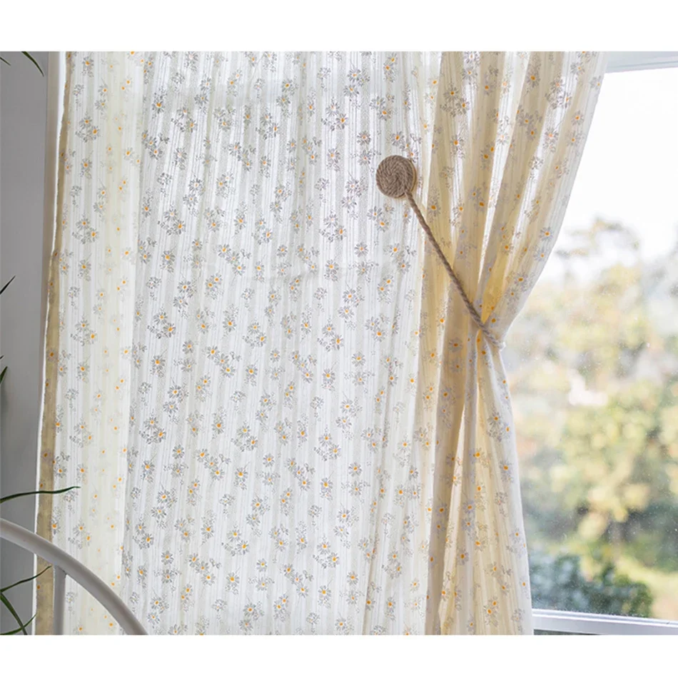 Floral Blackout Cotton Fabric Soft Curtain for Bedroom Living Room Small Window Short Curtains Farmhouse Vintage Cafe Decor