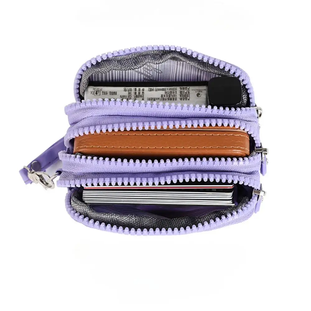 Durable Card Holder Coin Bags Large Capacity Three Layers Purse Zipper Waterproof Wallet Bank ID Credit Card Keys Earphone