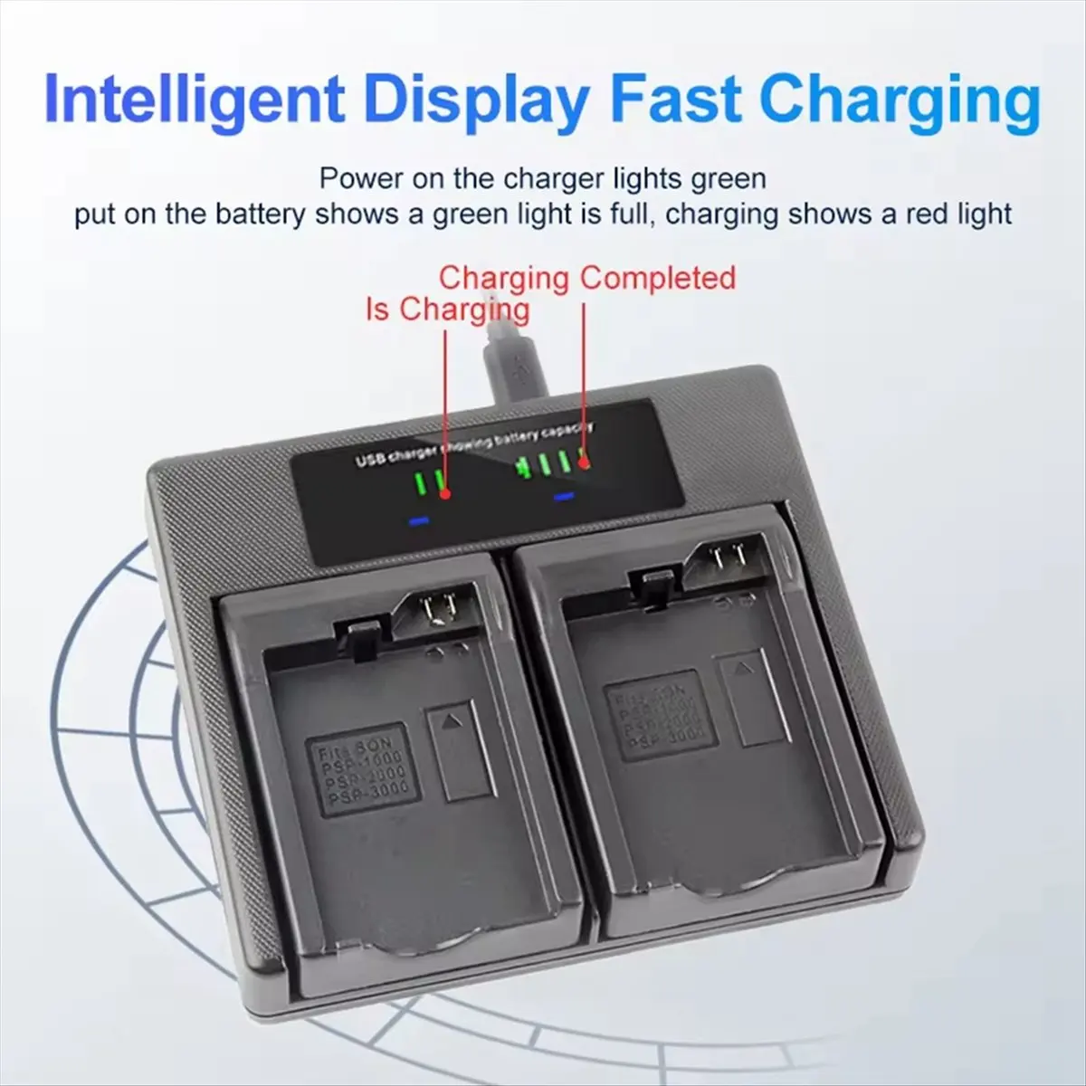 #19P Energy storage replenisher,PSP-1000 Dual Battery Charger PSP-2000 PSP-3000 for Sony PlayStation (Black)
