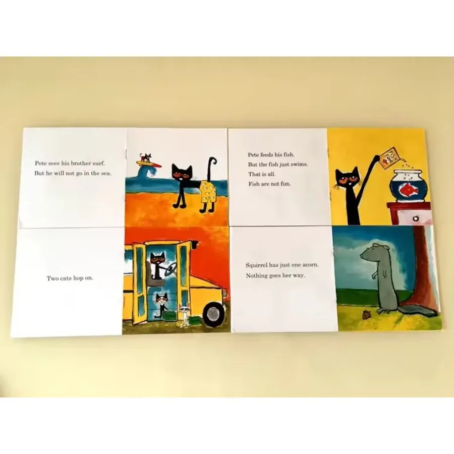 12 libros/juego que puedo leer Pete el gato, libros ilustrados en inglés, libro de cuentos para niños, libro de lectura de bolsillo de educación temprana