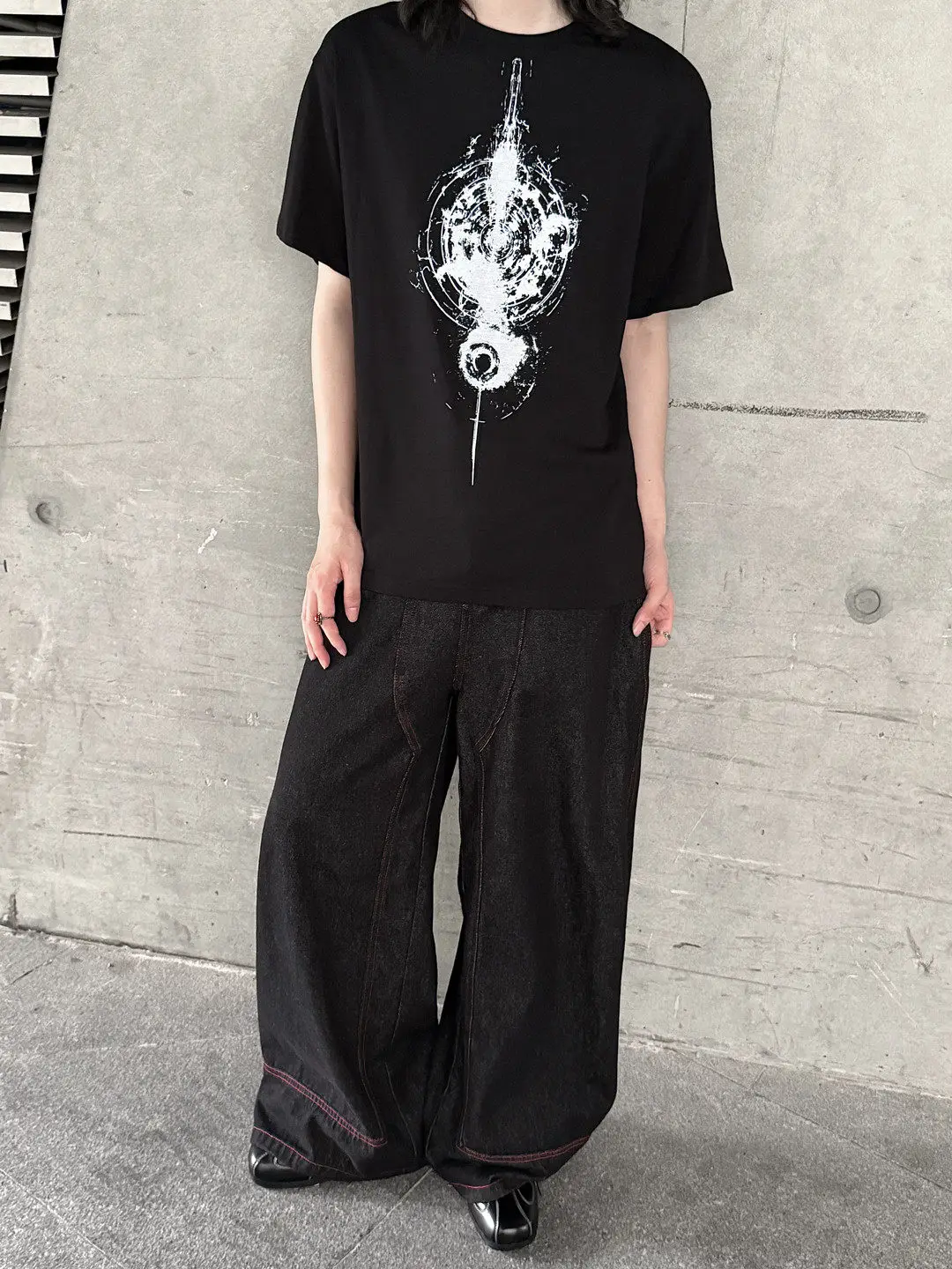 YAMAMOTO-Style T-shirt,HighQuality Mystical "Future Sci-Fi Feeling Eye-shaped Pattern" print