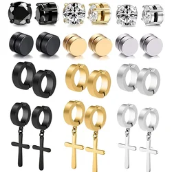 Magnetized Comfort & Style: 3-12Pair Stainless Steel Non-Piercing Earrings for Men – Sporty Design, Easy Wear