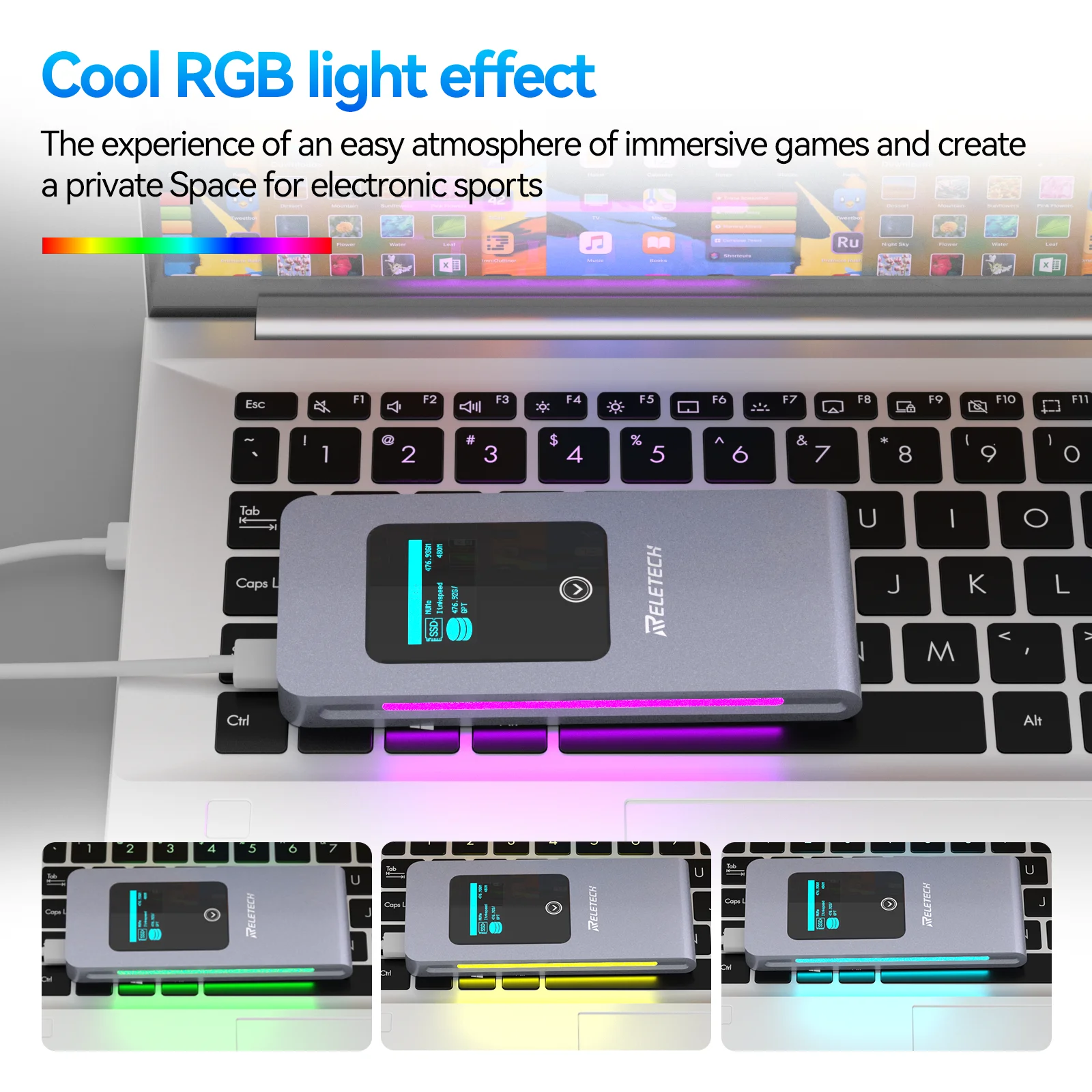 Reletech M2 NVMe SSD Enclosure 10Gbps PCIe  USB Type C 3.2 Gen 2 Portable External Enclosure SSD Box