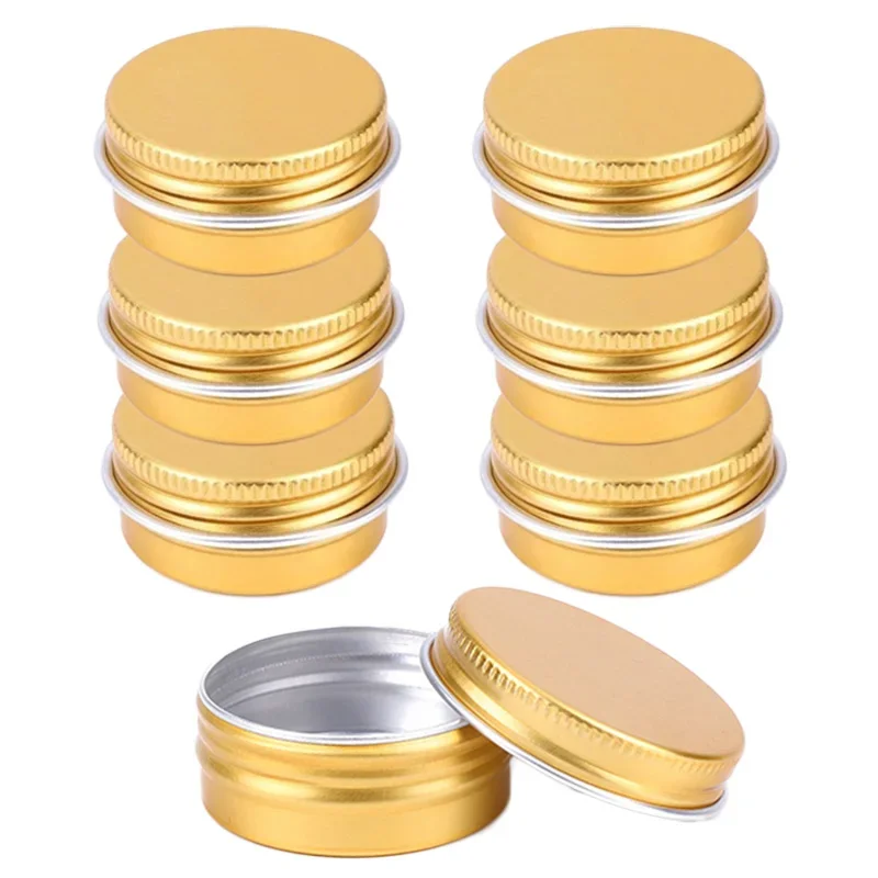 

10/20Pcs Empty Gold Aluminum Tins Cans Cream Balm Nail Candle Cosmetic Container Screw Top Round Candle Spice 5g 10g 15g 20g 30g