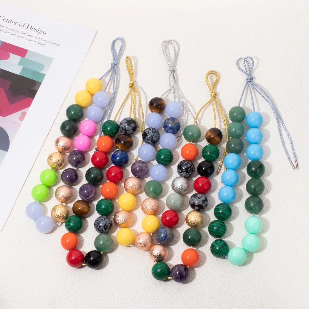 20mm Nature Stone Colorful Necklace For Women Rainbow Boho Color Choker