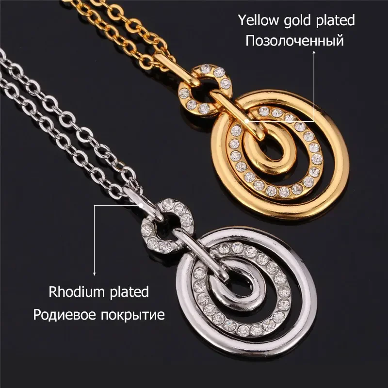 U7 Necklace Set For Women Gold/Silver Color Rhinestone Fashion Jewelry Trendy Necklace Earrings Party Jewelry Sets S515