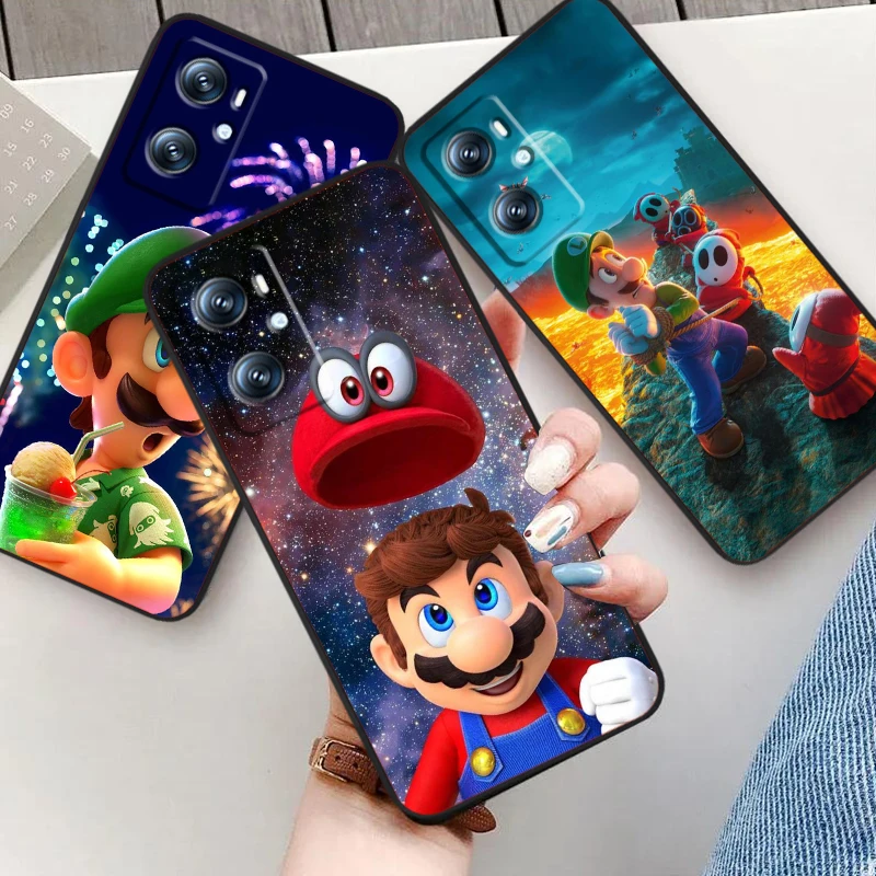 Anime Super M-Marios Cute Art For OPPO Find X6 X5 X3 A54S A5 A94 A16 A53S A57 A74 A72 A98 A78 A96 A9 5G Black Soft Phone Case