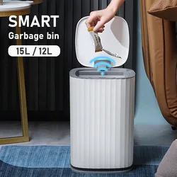 12L 15L Sensor Trash Can Waterproof Smart Bathroom Trash Can Toilet Garbage Bin Automatic Trash Can for Kitchen Smart Home