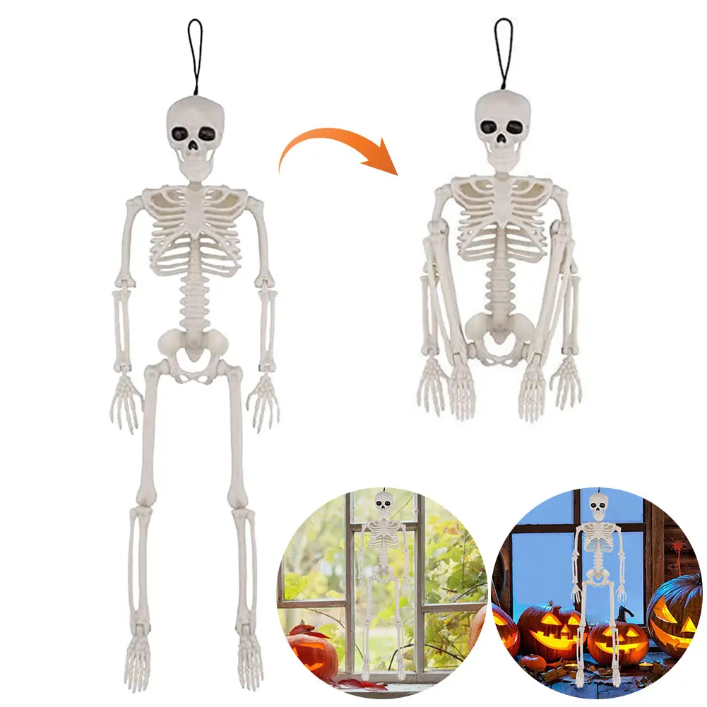 Halloween Skeleton Decoration Spooky Scary Skeleton with Movable Joints Hanging Skeleton Decor 15.6/35in for Indoor Outdoor