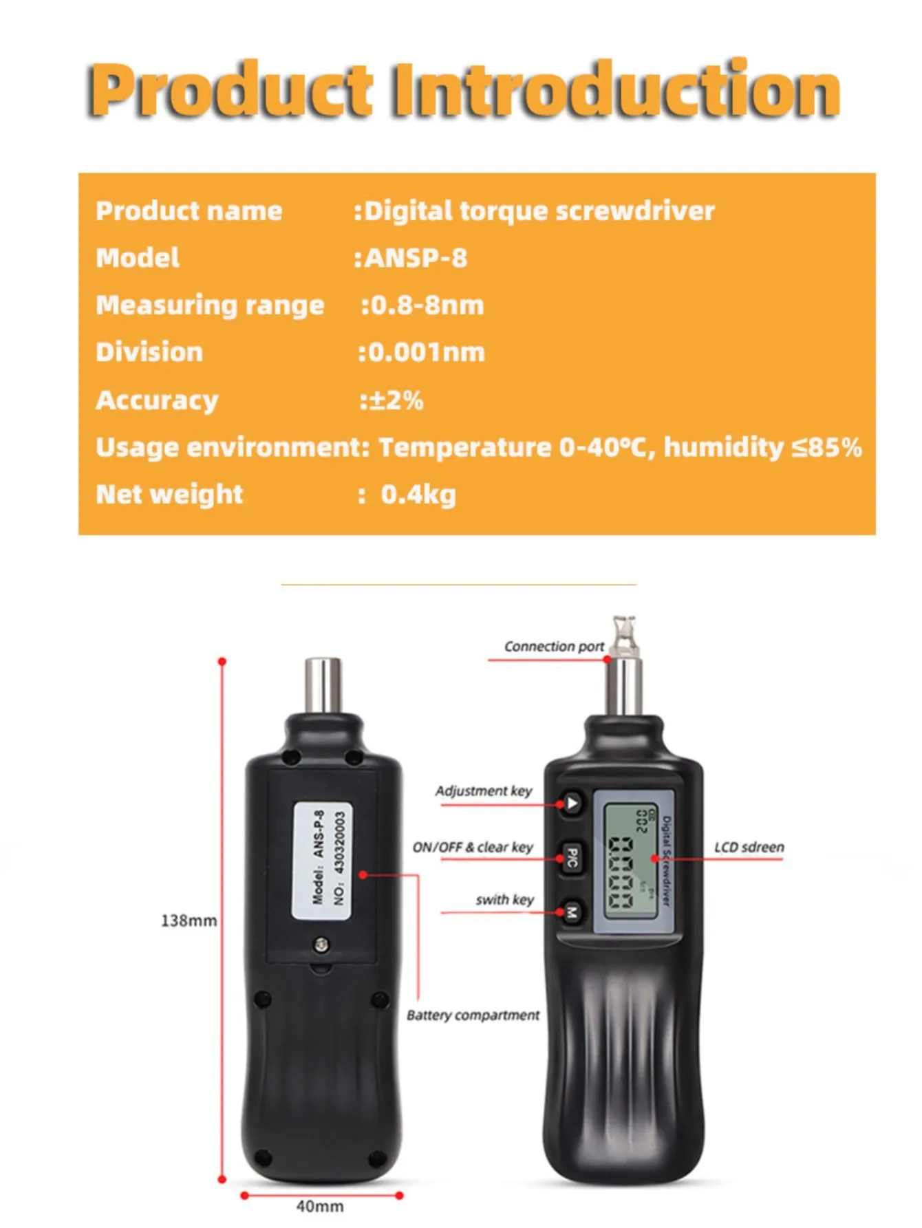 High Precision LCD Digital Preset Screwdriver Set Handheld Portable Torque Screwdriver