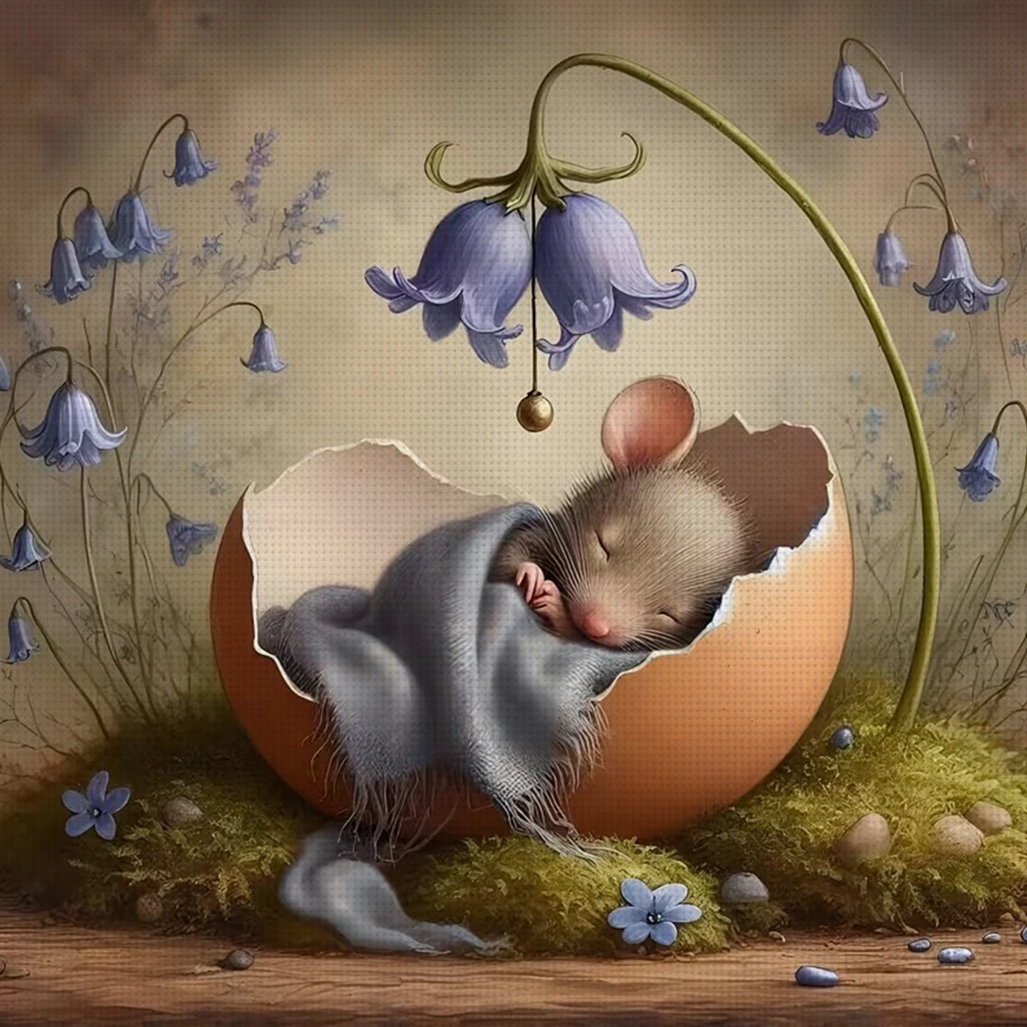 Bluebell Lullaby Kreuzstich-Set zum Selbermachen, 11CT-Stickerei, Heimwanddekoration, Geschenk, handgefertigtes Material, rahmenlos, halbfertig, 36 x 36 cm