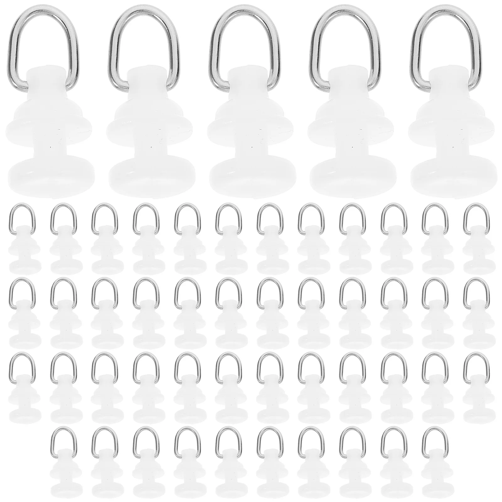 

50pcs Curtain Track Roller Hooks Pvc Beads Smooth Gliding For Window Shower Curtain Tracks White Drapery Rail Sliding Glider