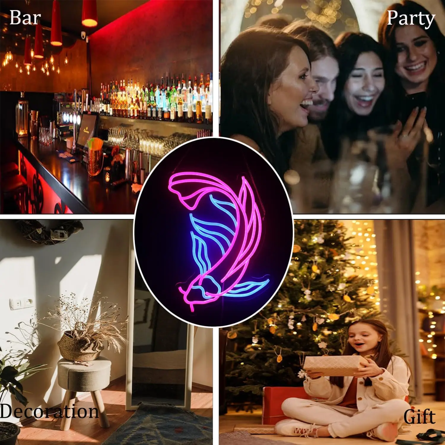 Koi Fish Neon Light Sign, Dimmable LED, Wall Decor, Room Party Shop, Club Bar, Game Room, Birthday Art Gift