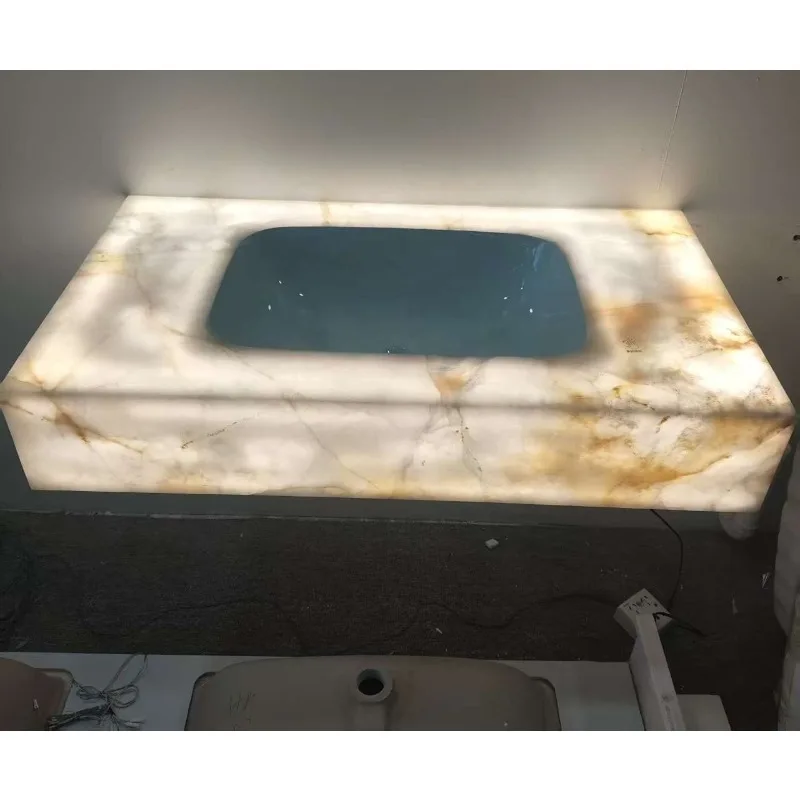 Modern Luxury Design Onyx Gold White Marble Vanity Sink Natural Stone Washroom Bathroom Vanity Desk Makeup Kitchen Sink cxl