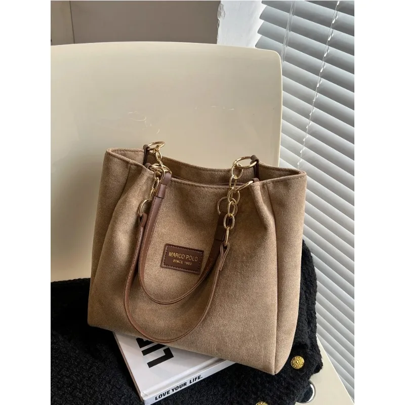 

new autumn and winter all-in-one large capacity canvas women's shoulder bag fashion commuter color contrast handbag