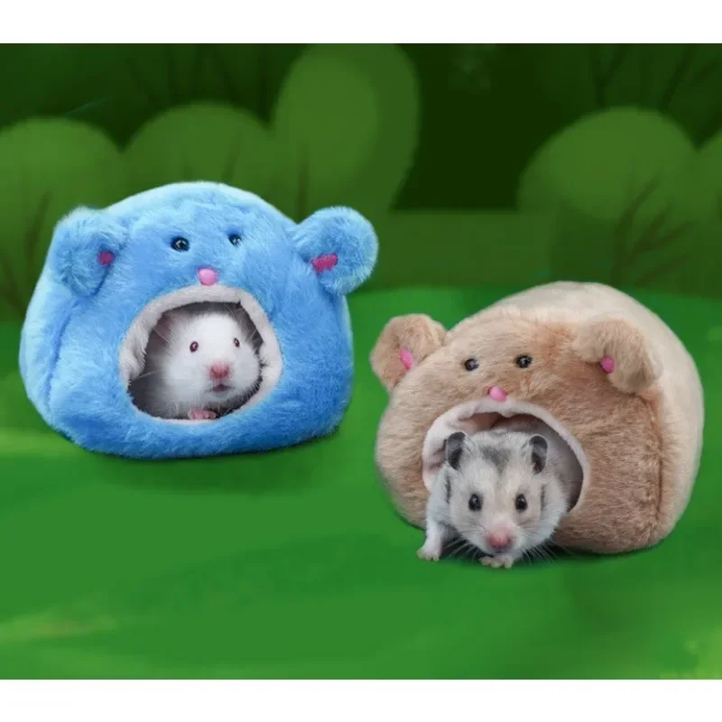 Hamster Soft Warm Bed Rat Hammock Pig Squirrel Winter Pet Toy Hamster Cage House Hanging Nest+Mat House Bed Animal Mice Rat Nest