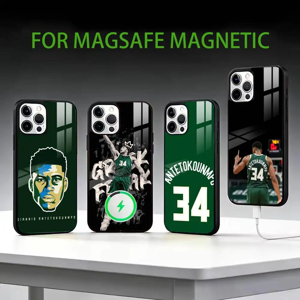 

Giannis Antetokounmpo 34 Phone Case For iPhone17,16,15,14,13,12,11 Plus,Pro Max Magnetic For Magsafe Wireless Charging