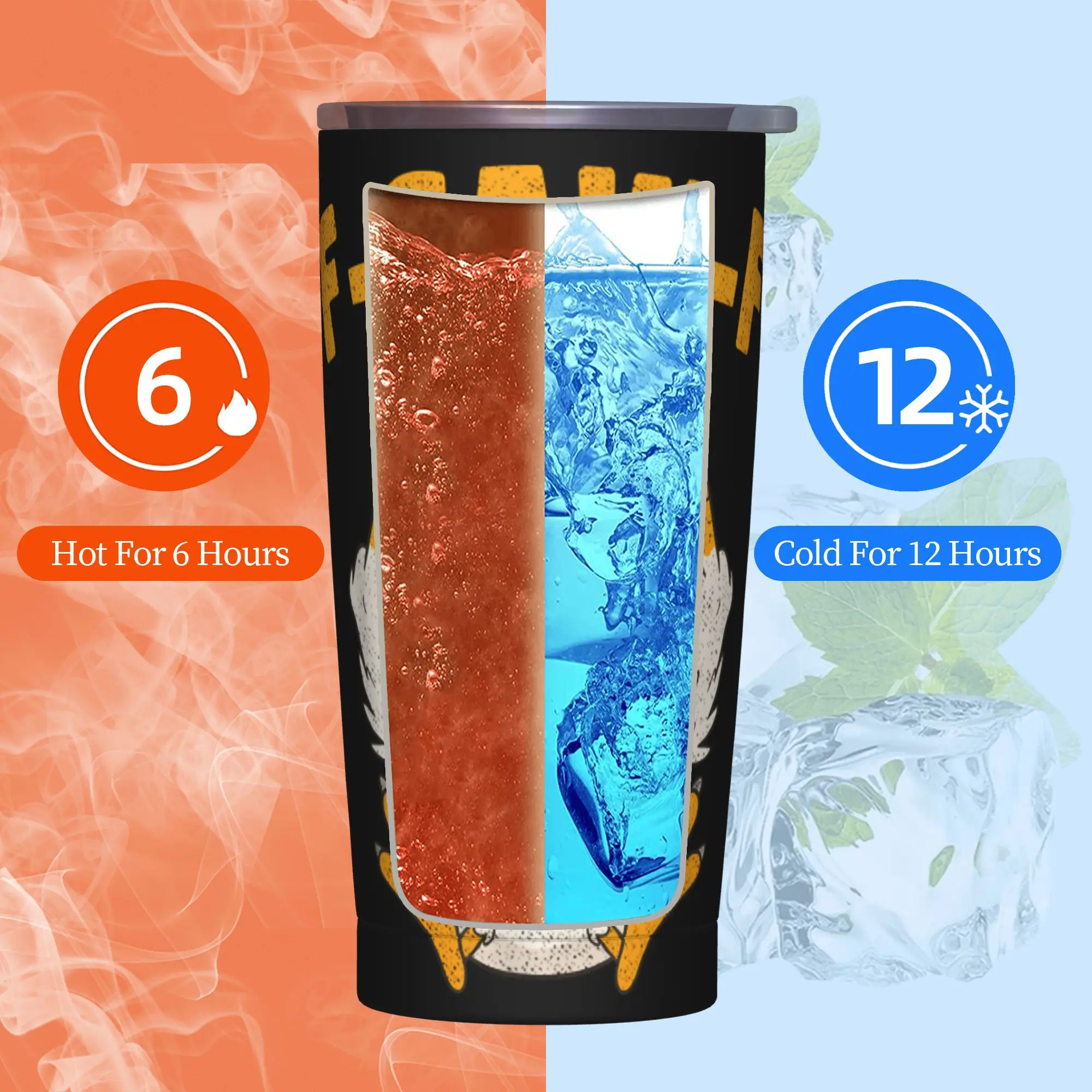 Funny F-Caw-F Chicken FCAWF Tumbler Vacuum Insulated Thermal Mug 20oz Double Wall Spill Proof Tags Coffee Cups Water Bottle view 6