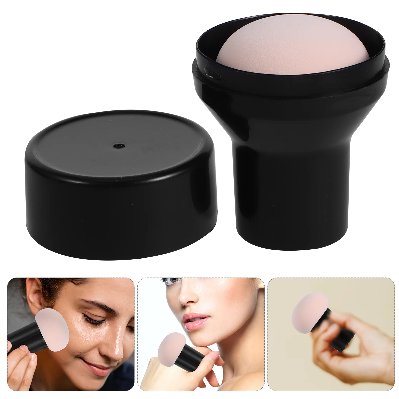 4Pcs Mushroom Shape Face Applicators Makeup Supplies for Women Girls Ladies Black