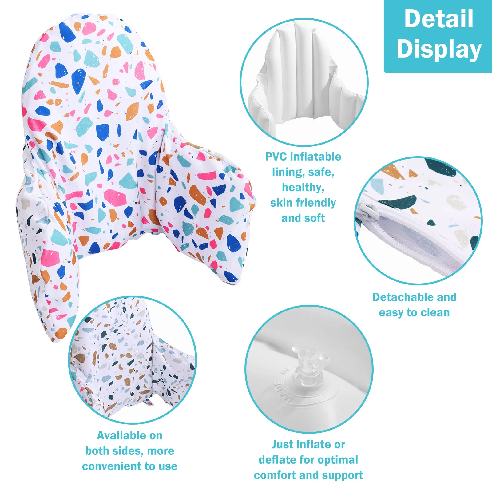 وسادة كرسي مرتفع للأطفال قابلة للنفخ، كرسي طعام، أريكة تغذية خلفية، غطاء مقعد للرضع، لطيف ومريح للجلوس للدعم