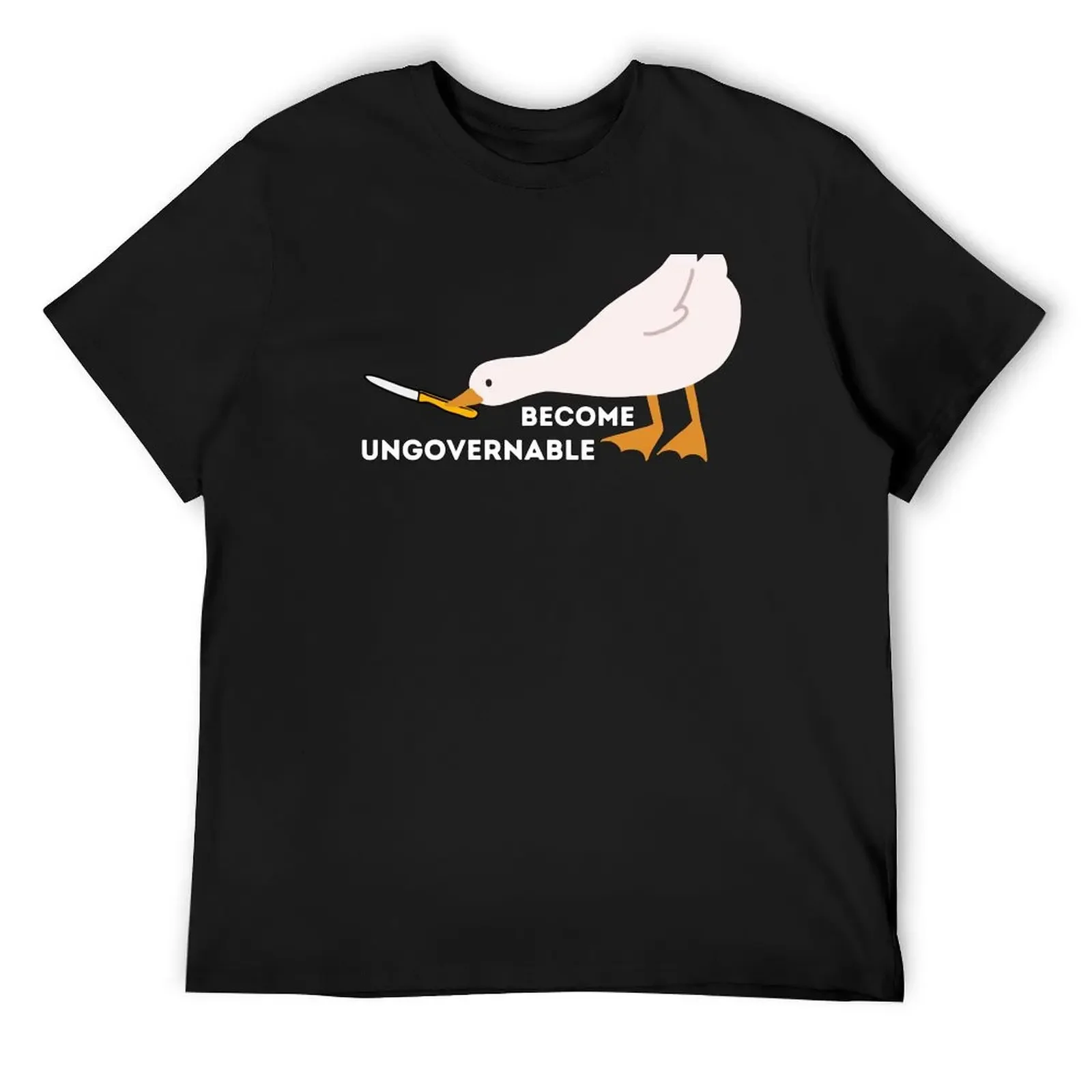 Become Ungovernable Duck With Knife Funny T-Shirt plus size tops Aesthetic clothing graphic shirts heavyweight t shirts for men