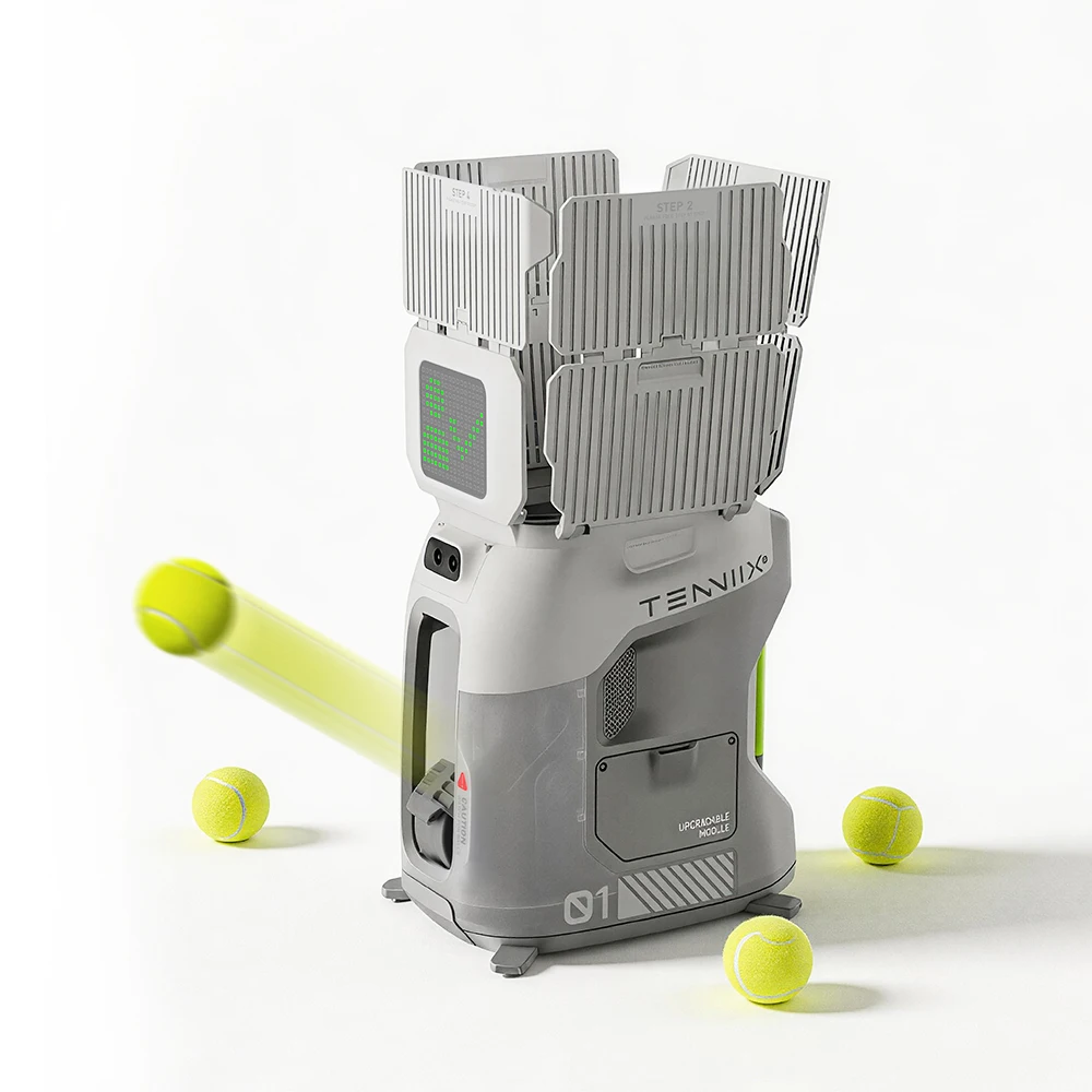 Tenniix PRO Tennis Ball Launcher With LCD Display AI Vision Tracking Outdoor Portable Smart Tennis Machine For Training Court
