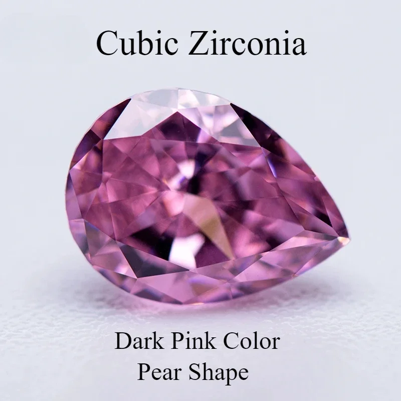 

Cubic Zirconia Stone 5A Grade Dark Pink Color Pear Shape 4k Crushed Ice Cut Lab Synthetic Cz Gems For DIY Women Jewelry Making