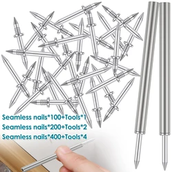 100/200/400 pieces double-headed seamless nails baseboard seamless nails metal anti-rust traceless wood fasteners