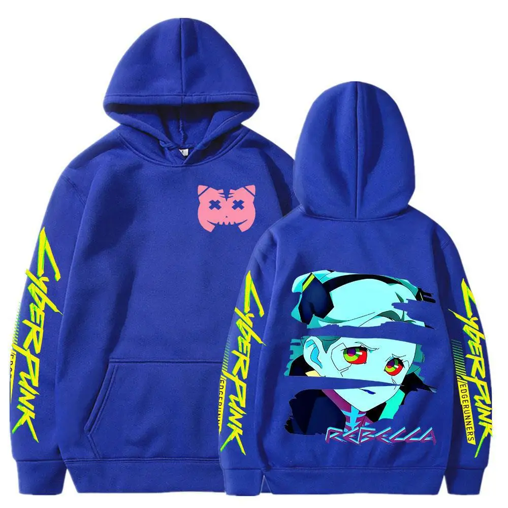 Japanese sci-fi Anime Cyberpunk Edgerunners Rebecca Print men's Casual Trend Street Hoodie Autumn And Winter Comfortable