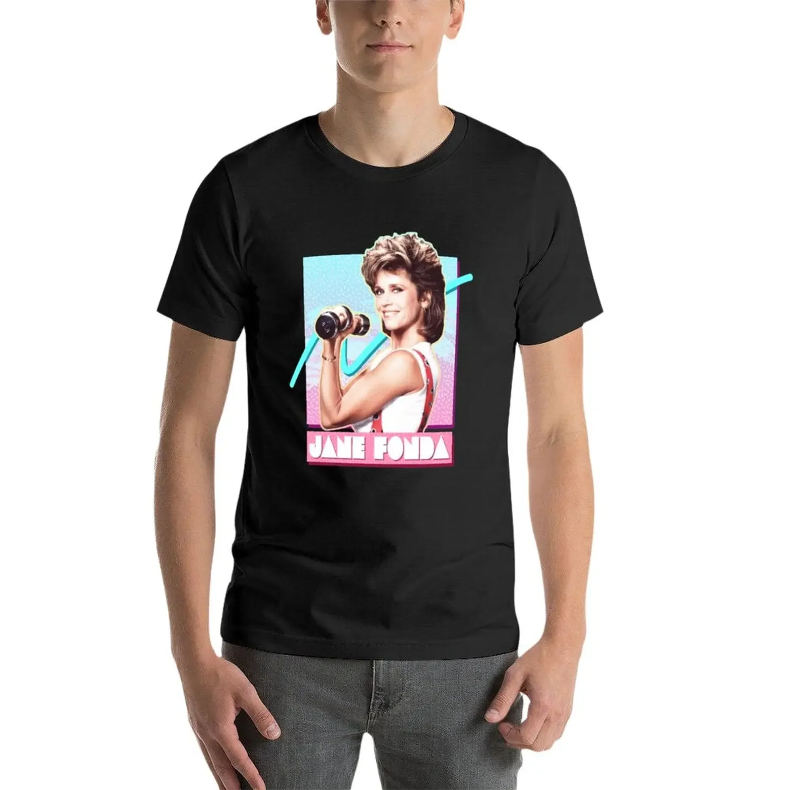 Jane Fonda // Fitness 80er Jahre T-Shirt koreanische Mode Schwergewichte Herren T-Shirts