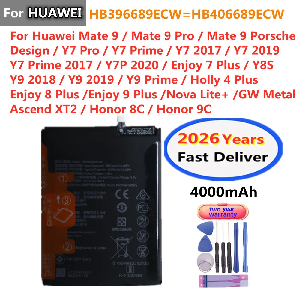 Batería HB406689ECW para Huawei Mate 9 Pro, Y7 Pro Prime, Y7P, Enjoy 7, 8, 9 Plus, Y8S, Y9 Prime, Nova Lite+, Ascend XT2, Honor 8C, 9C