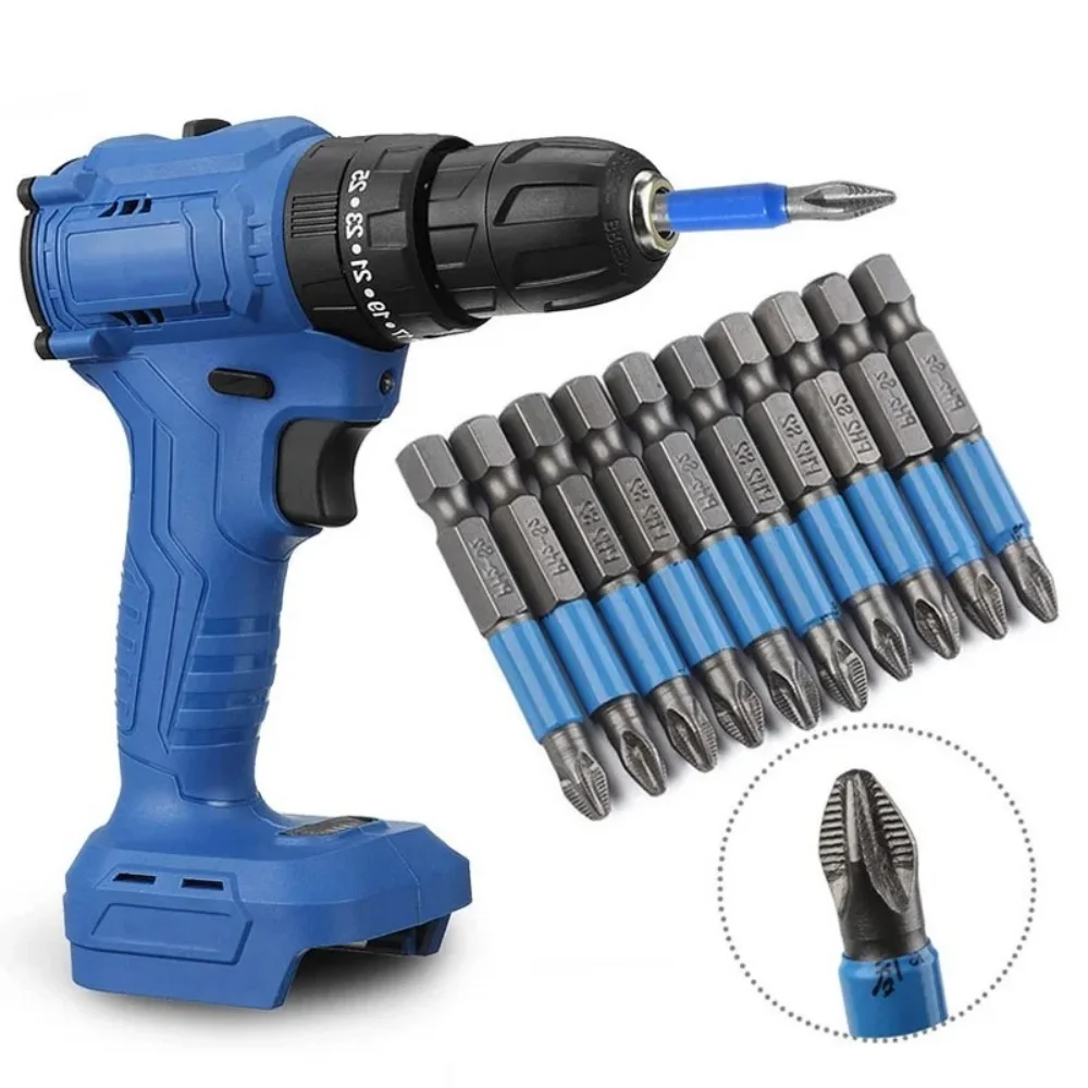 

6Pcs Cross Skid Bit Non-Slip Screwdriver Bit set PH1/PH2/PH3/PZ1/PZ2/PZ3 S2 High Grade Metal 50mm Magnetic Cross Tip Hand Tool