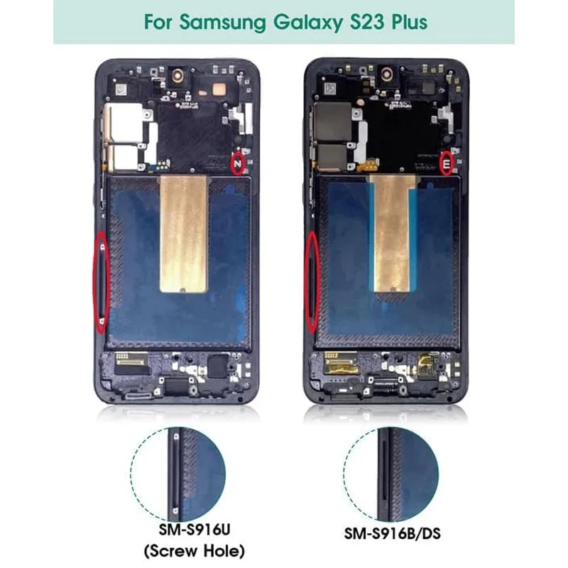 6.6\'\' AMOLED S23+ 5G LCD For Galaxy S23 Plus LCD Display Touch Screen Digitizer For Galaxy S23 Plus 5G S916B S916U With Frame