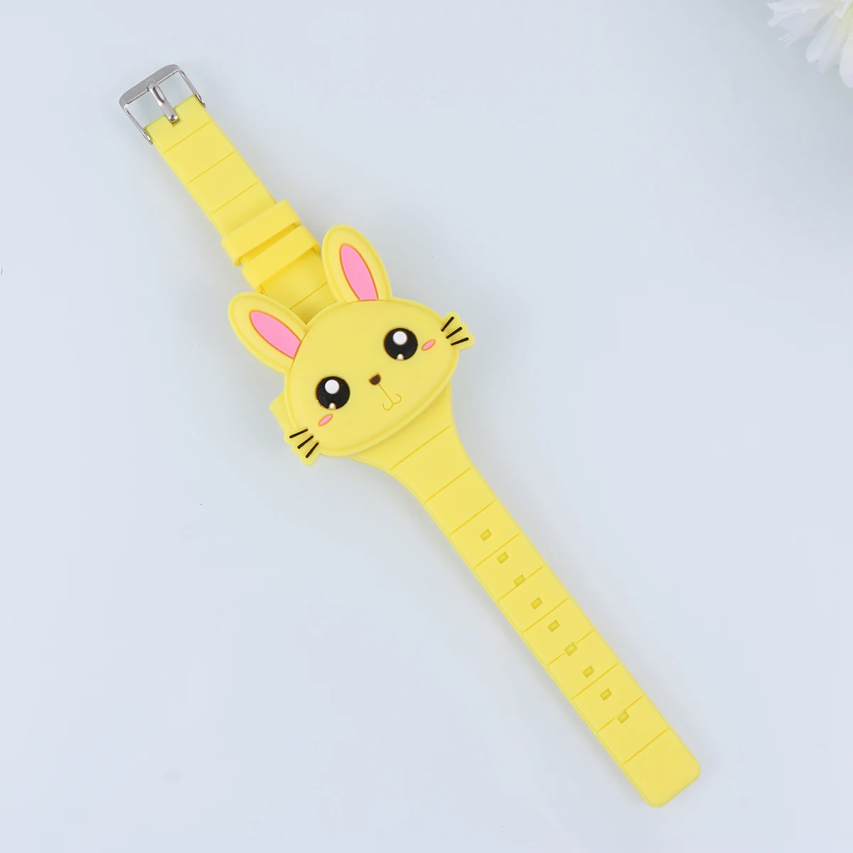Silicone LED Cartoon Watch Rabbit Shape Wristwatch Clamshell Electronic Watch Birthday Gift Party Favor for Child T
