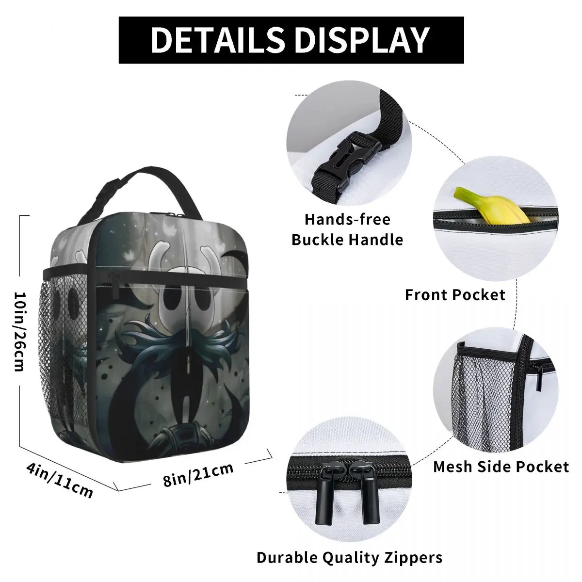 Hollow Knight Insulated Lunch Bags Leakproof Action Adventure Games Reusable Cooler Bag Tote Lunch Box Office Outdoor Girl Boy