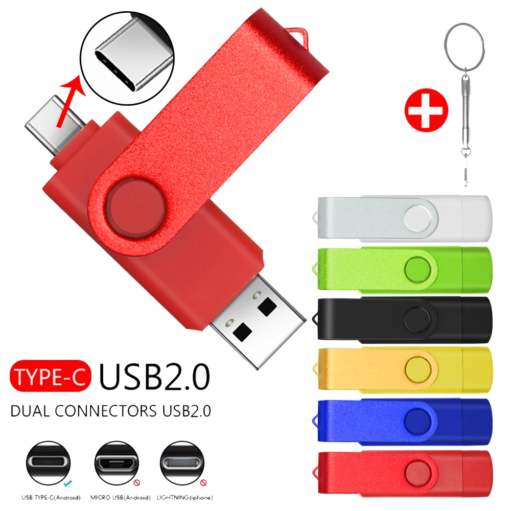 Chiavetta USB 2 IN 1 USB2.0 e Pen Drive OTG di tipo C 8GB 16GB 32GB 64GB 128GB chiavette USB ad alta velocità regalo