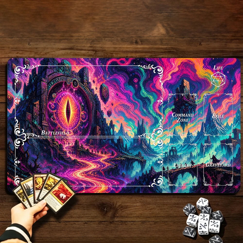 Gate of the Giant Eye TCG Playmat Magic Playmat Gathering Gaming Mat with Stitched Edge Anti-slip base 60X35cm Trading Card Game