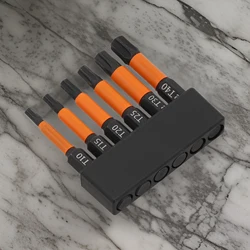 6pcs 50mm Torx Screwdriver Bit Orange Magnetic 1/4 Shank Screwdriver Bit Set T10-T40 Alloy Steel Solid Torx Screwdriver Bit