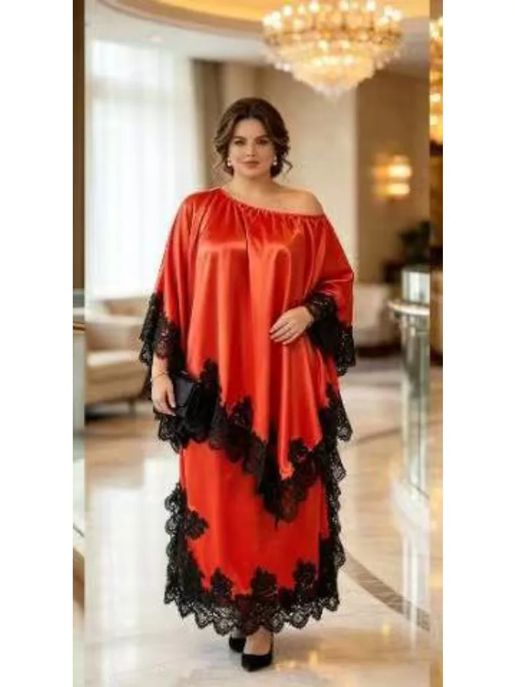 Miyake Pleated Batman Dinner Shirt Skirt Set Lace Contrasting Color Crew Neck Loose Silk Smooth Two-piece Set