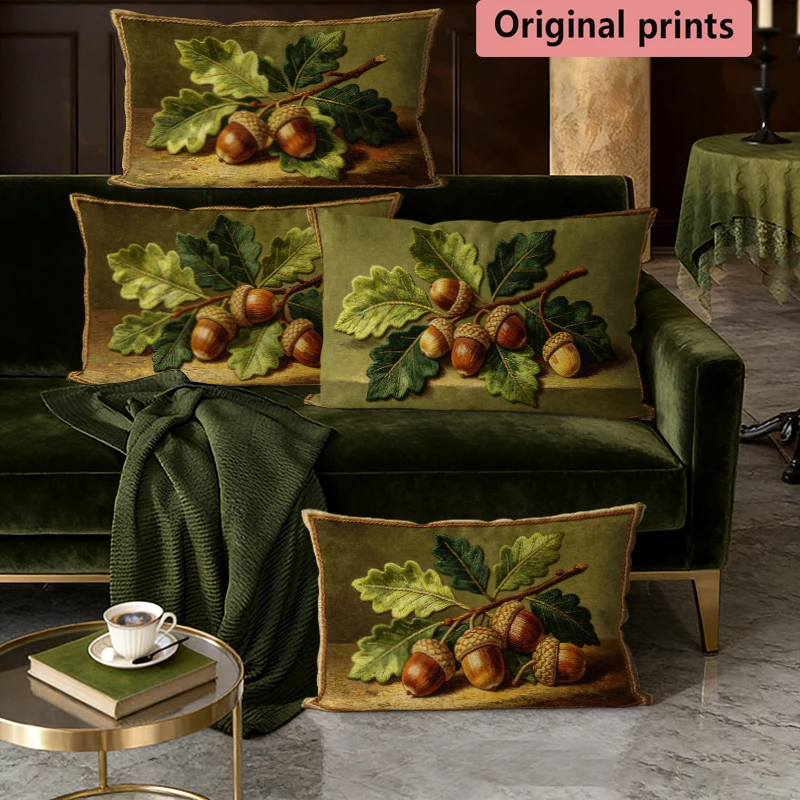 Vintage Oak Acorn Rectangle Pillow Cover Suitable For Sofa Bedroom Car Cushion Rectangular Back Cushion