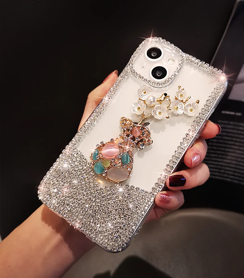 Crystal Phone Case Cover for Samsung, Luxury Color Diamond Bling, Claw Chain Jewelry, S24, S20, S21, FE, S22, S23PLUS, Note 20