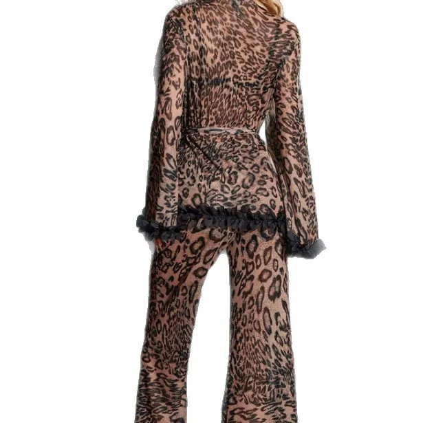 

3 Pieces Set Women'S Pajama Sexy Leopard Print Pajamas - French Style Passionate and Wild Home Pajamas Woman Underwear Set