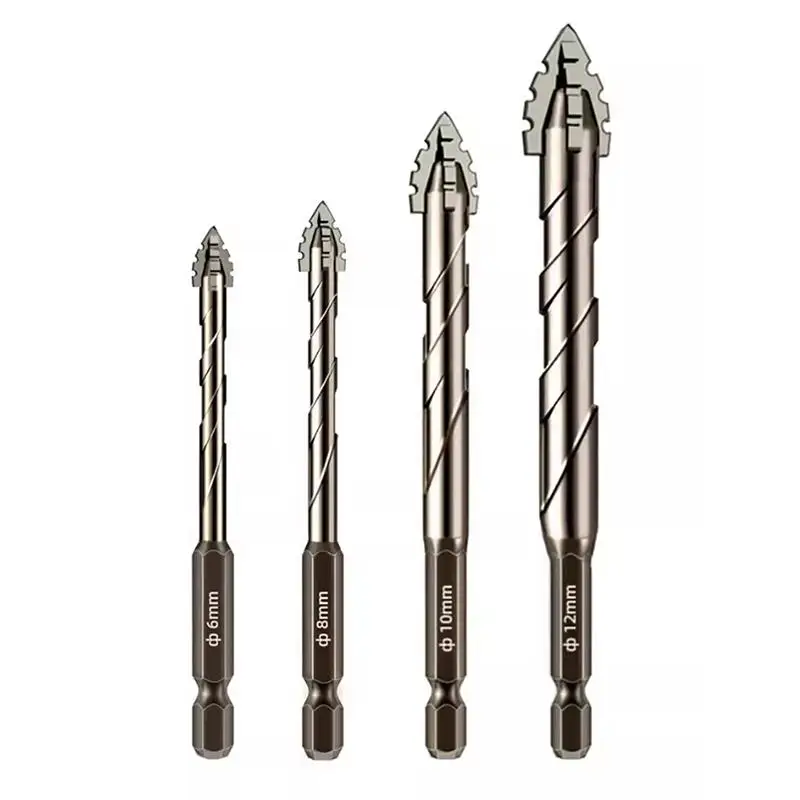1/2/3/4/7Pcs Four-Edged Eccentric Drill Bit Set Serrated Skewed Head Perfect for Construction Workers Daily Drilling Tasks