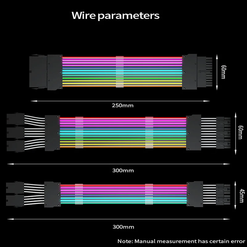 Imagem -05 - Teucer Tc45 Motheboard 24 Pinos Cabo de Extensão Cabo Extensões Argb Gpu Cabo Mais 2pin Iluminação Streamer Neon Vga Extensor