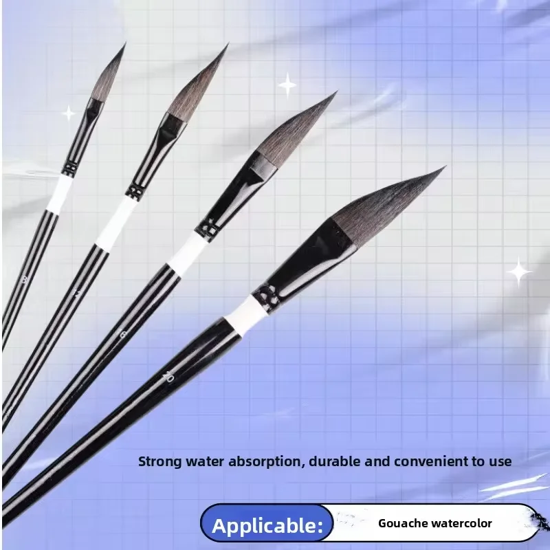 4Pcs Watercolor Paint Brushes Set Pointed Sable Hair Artist Painting Brushes for Watercolor Gouache Acrylic Art Painting Supplie