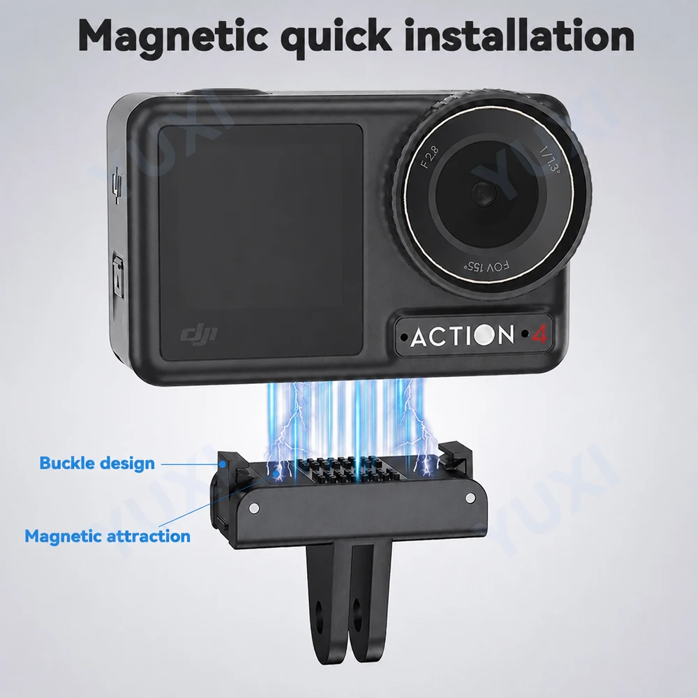 Magnetic Quick Release Adapter Mount For DJI Osmo 360/Action 3/4/5 Pro Dual-Claws Adapter Base Action Camera Accessories