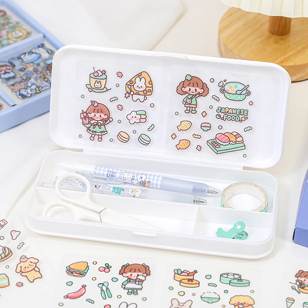 Mr.paper 200 Pcs/Box Cute Cartoon PVC Sticker Gift Box Kawaii Girl Heart Hand Account Decoration Stickers Kids Stickers